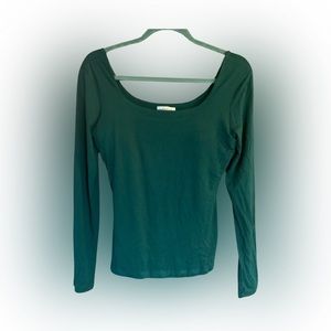 NWOT White Birch Hunter Green Top with Built in Bra S